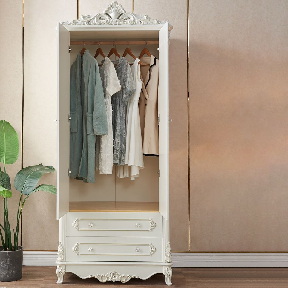 French Country Wardrobe Solid Wood Wardrobe Closet with Cloth Rod