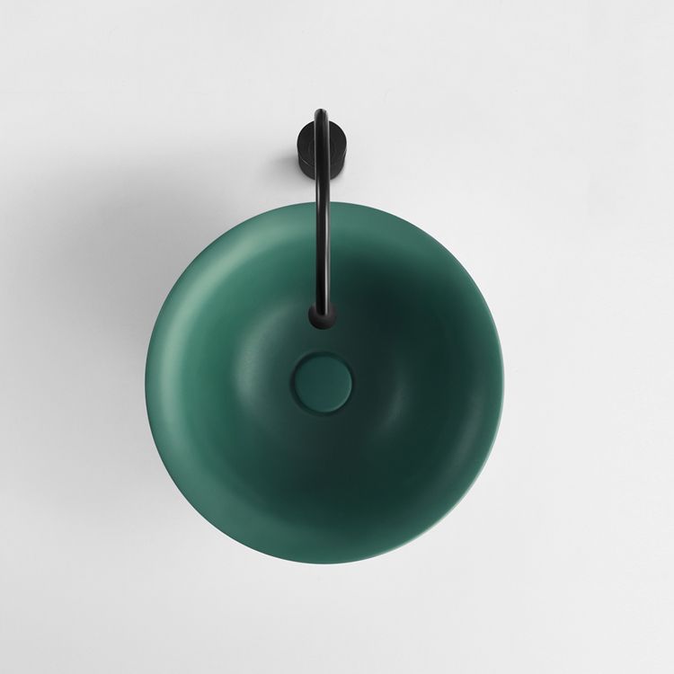 Modern Bathroom Sink Porcelain Round with Pop-Up Drain Vessel Bathroom Sink