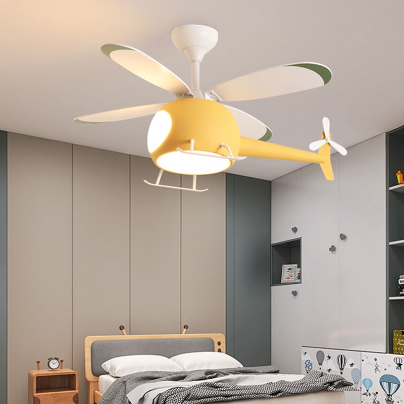 Nordic Style Ceiling Fan Lamp Helicopter Shape Ceiling Fan Light for Children Room