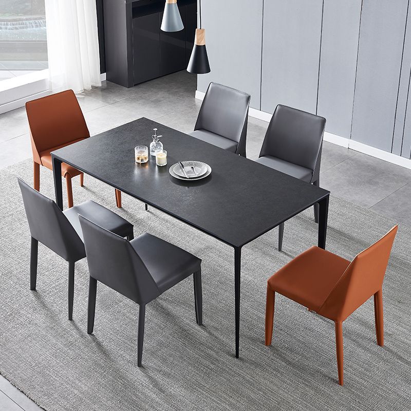 Faux Leather Armless Dining Chairs Contemporary Home Side Chair