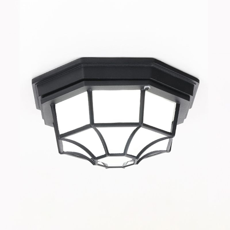 Lámpara octogonal de montaje empotrado, lámpara tradicional de 1 luz cerca del techo con pantalla de plástico