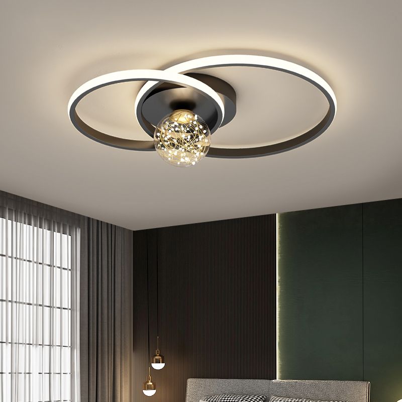 1-Luz de techo de color negro Montura de LED de metal de montaje en negro de techo para dormitorio