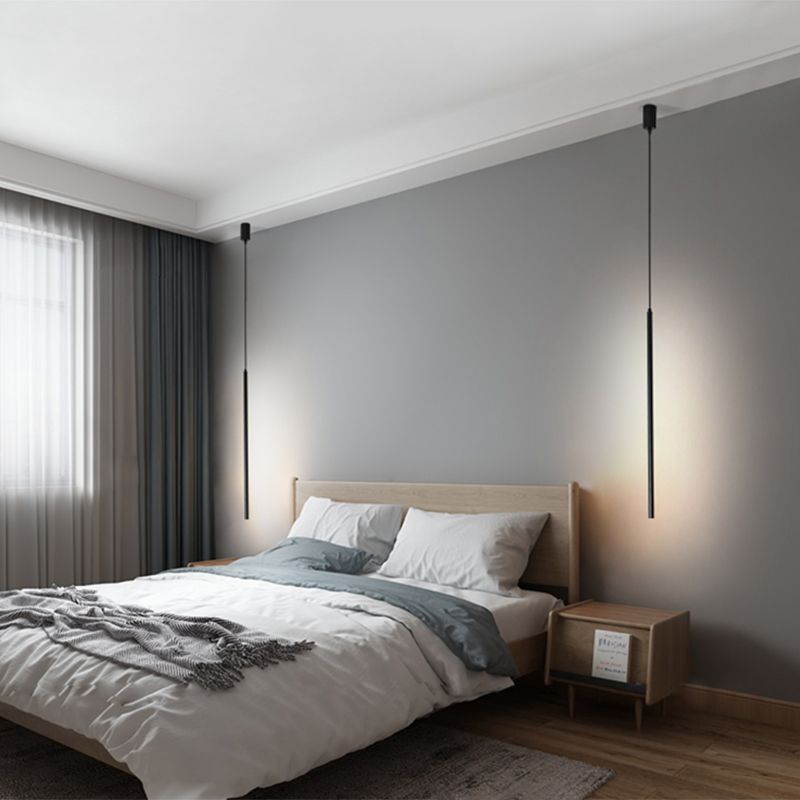 Acrilico Light Suspension LED Light Minimalist Black Pendant Fime -Set per letto