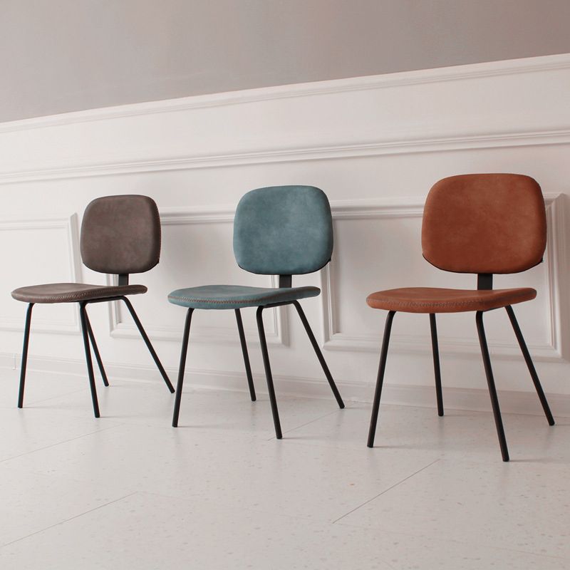 Home Scandinavian Side Chair Open Back Upholstered Metal Dining Room Chair
