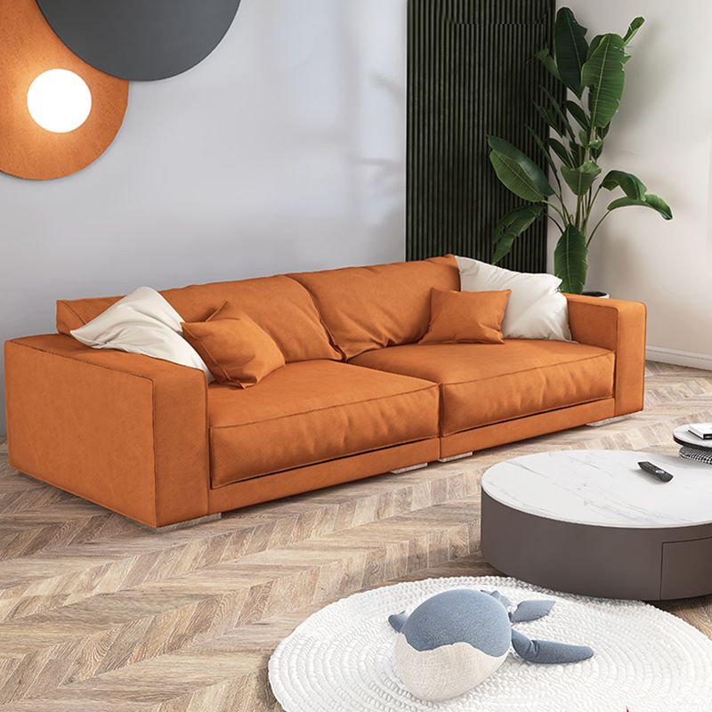 Modern Faux Leather Custom Sofa 39.3"W Loose Back Sofa with Square Arm