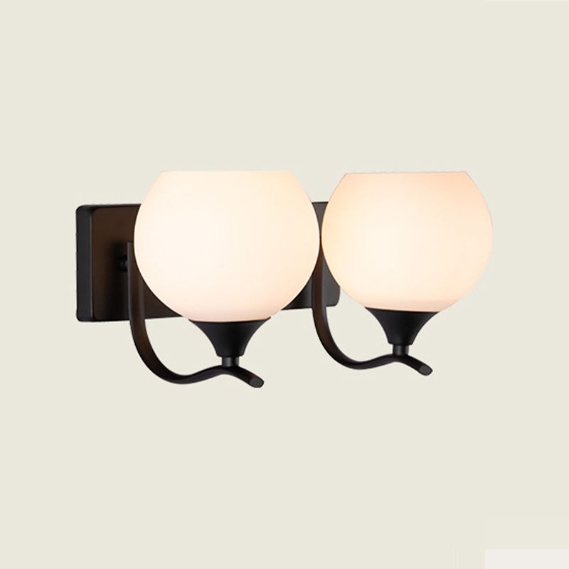 Modern Style Ball Shape Wall Light Glass Sconces in Black for Bedroom