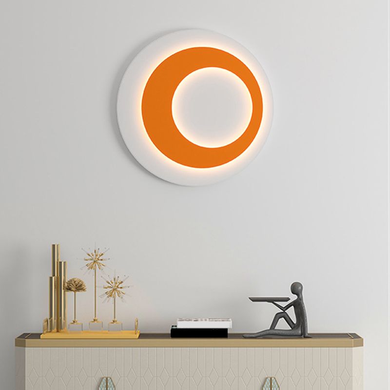 Round LED Wall Lamp 1-Light Modern Wall Mount Lamp with Acrylic Shade for Bedroom