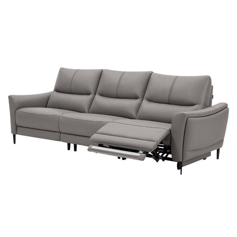 Genuine Leather Flared Arm Sectional -Contemporary Power Recliner Sectional Couch