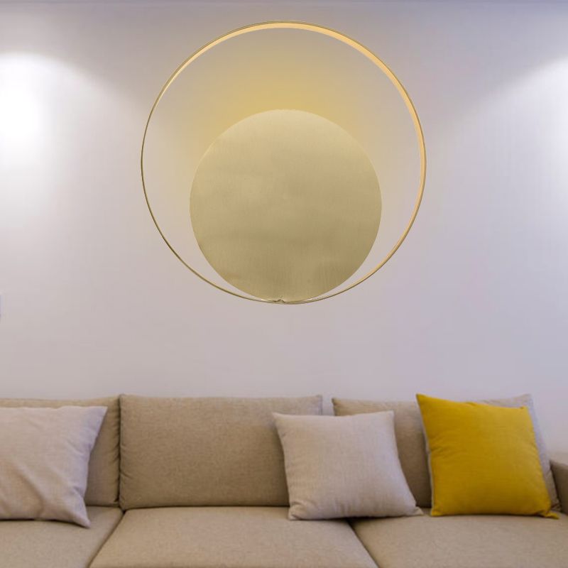 Gold Circular Wall Lighting Traditional Metal LED Light Lighting en luz cálida/blanca para sala de estar