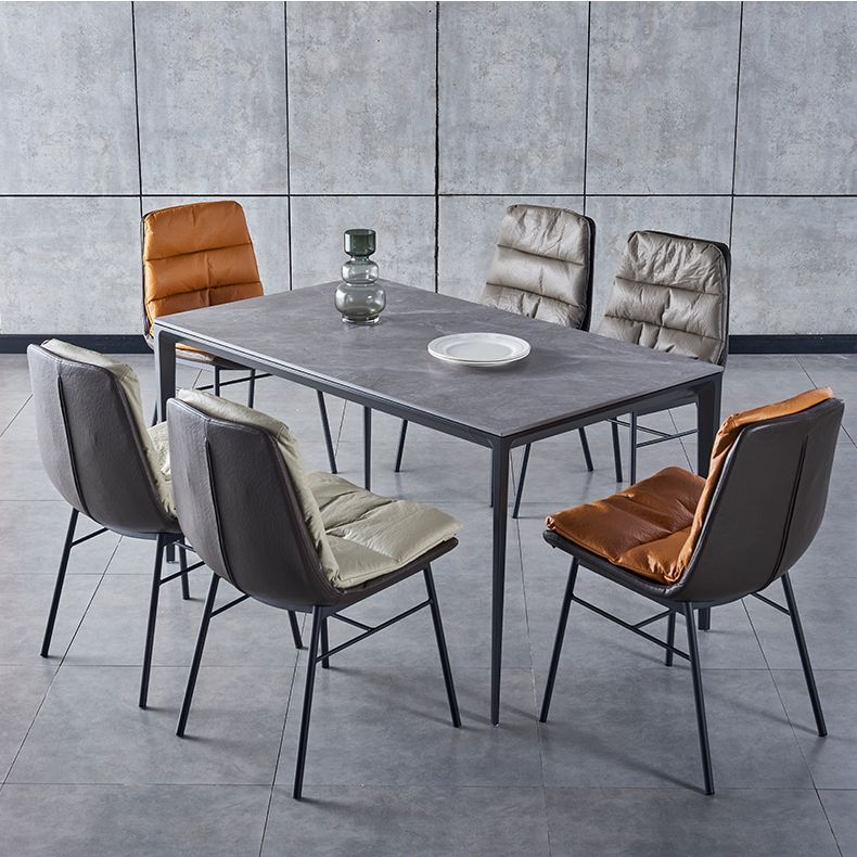 Modern Design Leather Dining Side Chair Upholstered Solid Back Armless Chairs
