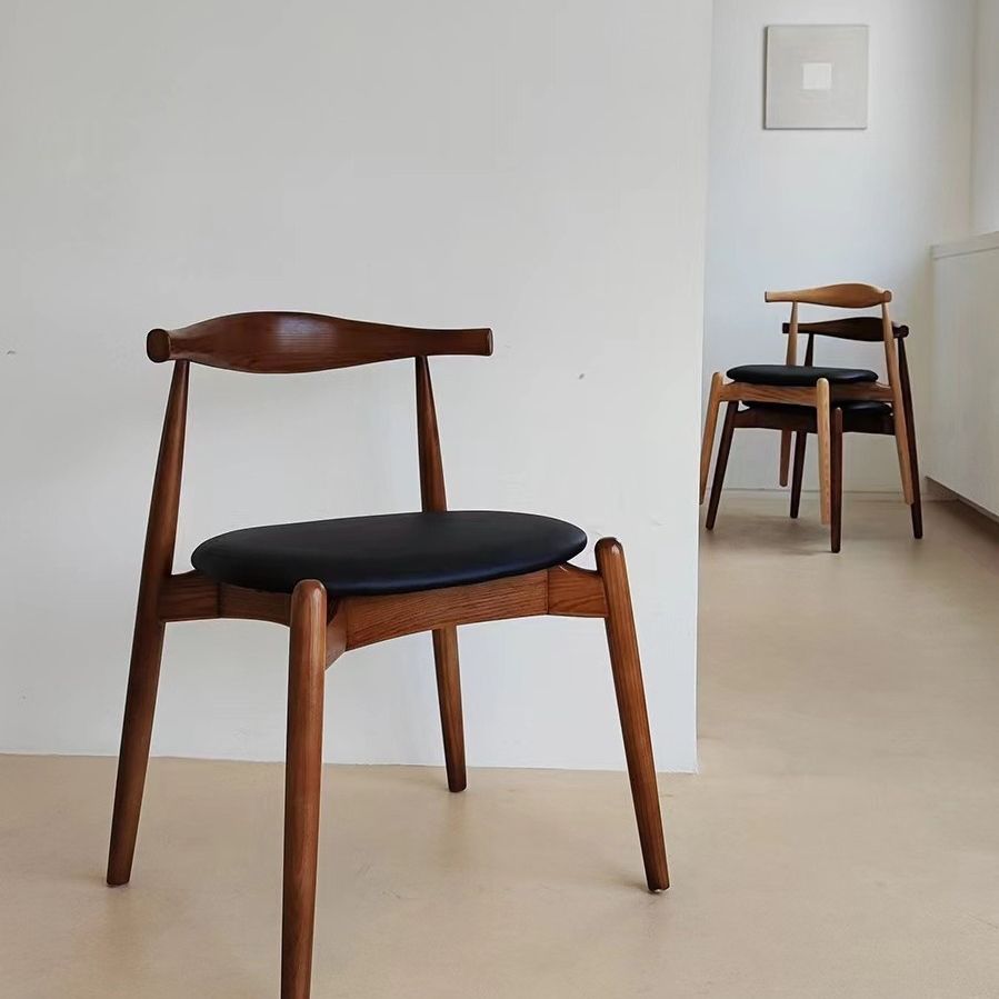 Modern Style Faux Leather Dining Chair Open Back Dining Side Chair