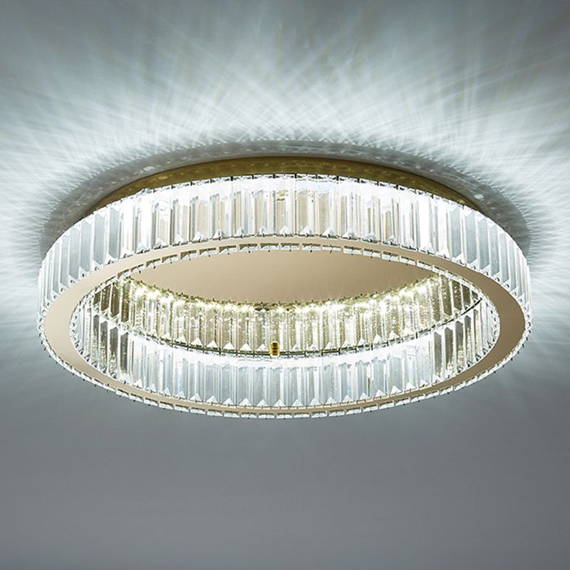 Circle Flush Mount Ceiling Light Fixtures Modern Crystal Ceiling Mount Chandelier for Living Room
