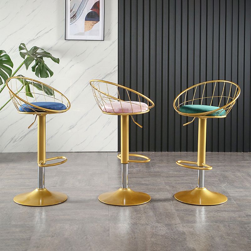 Taburete de bar ajustable Glam, taburete de bar con respaldo y reposapiés y giratorio