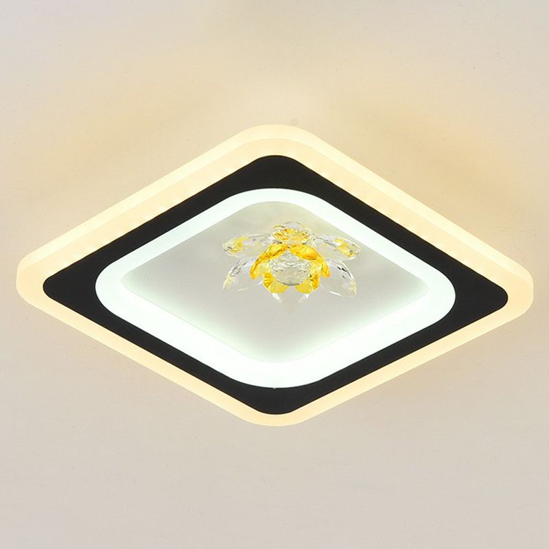 Plafonnier encastré de forme géométrique contemporaine, luminaire LED pour couloir en cristal