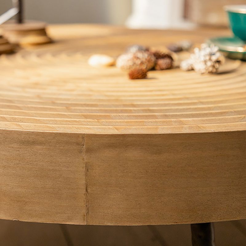 Rustic Style Coffee Cocktail Table 3 Legs Wooden Round Coffee Table