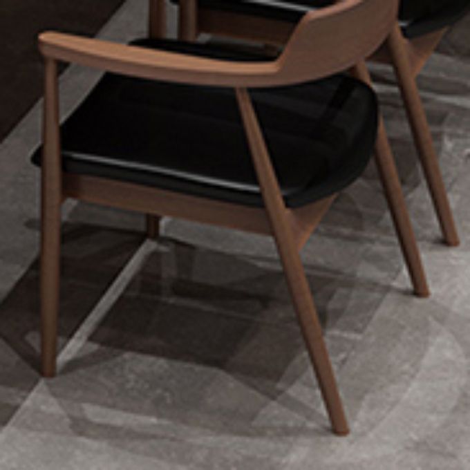 Contemporary Arm Dining Chairs Upholstered Dining Chairs with Wood Base