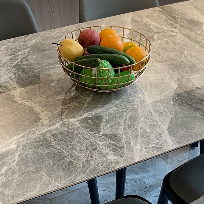 Mesa de comedor industrial rectangular mesa fija con piedra sinterizada
