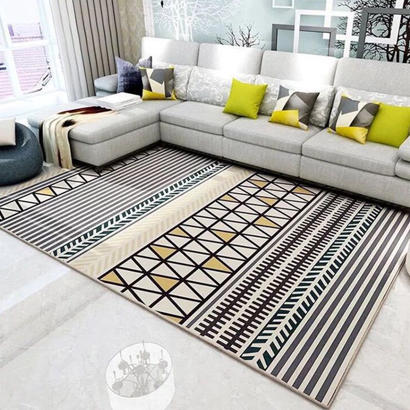 Multicolored Geo Printed Rug Polypropylene Nordic Area Rug Anti-Slip Backing Stain-Resistant Indoor Rug for Living Room