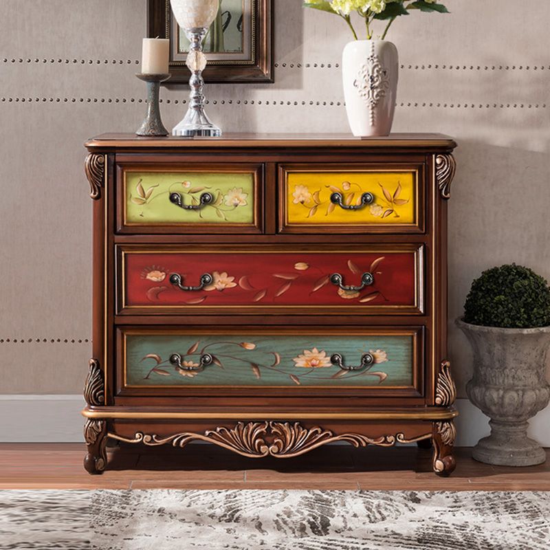 Traditional Style Wooden Storage Chest with Drawers for Bedroom