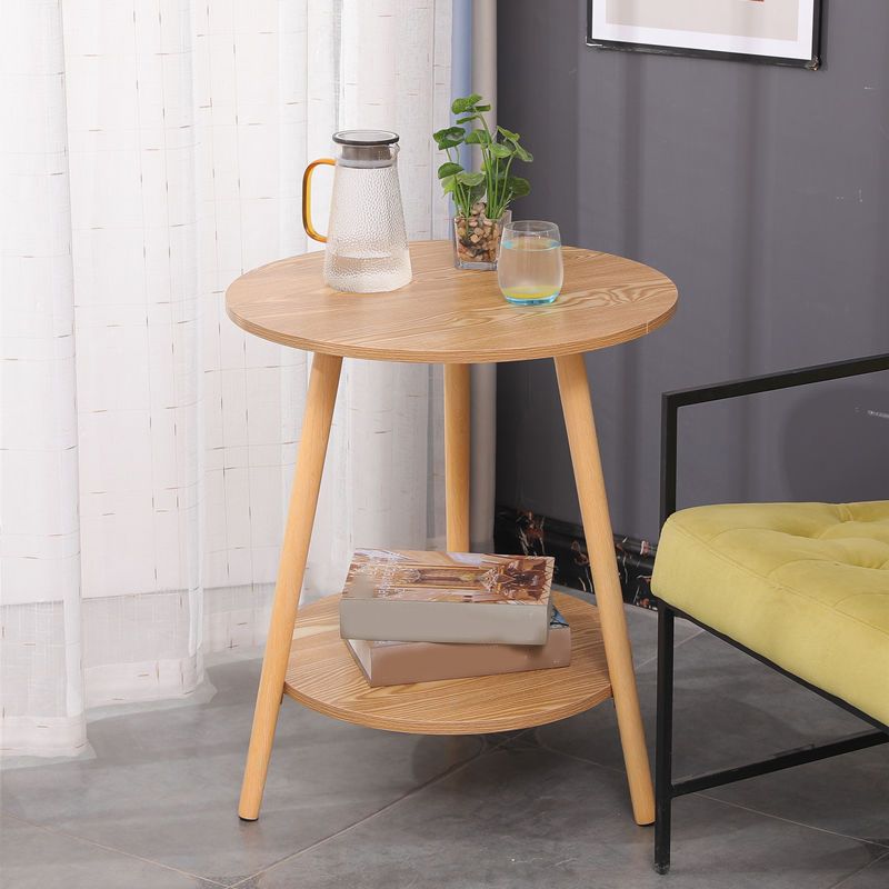Modern 3 Leg Corner Table Round Solid Wood Side End Table for Living Room