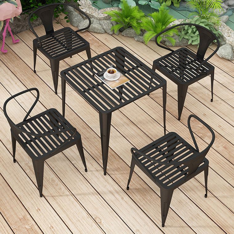 Modern Style Metal Dining Set 1/5/7 Piece Rectangular Dining Table Set for Outdoor