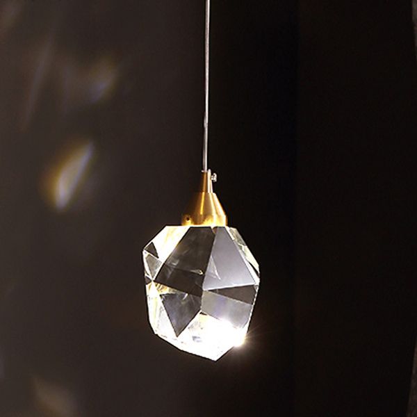 Kristallgold LED -Anhänger Licht im modernen künstlerischen Stil Kupfer Geometrische Hanglampe