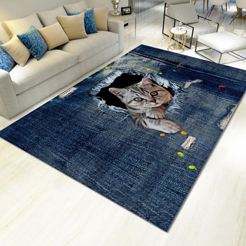 Green Modern Carpet Polyester Tree Carpet Non-Slip Backing Carpet for Home Decor