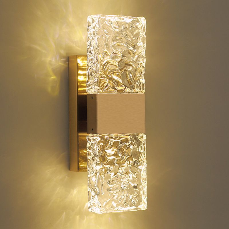 Contemporary Glass Shade Wall Sconce Lighting Rectangle Shade Wall Lamp for Bedroom