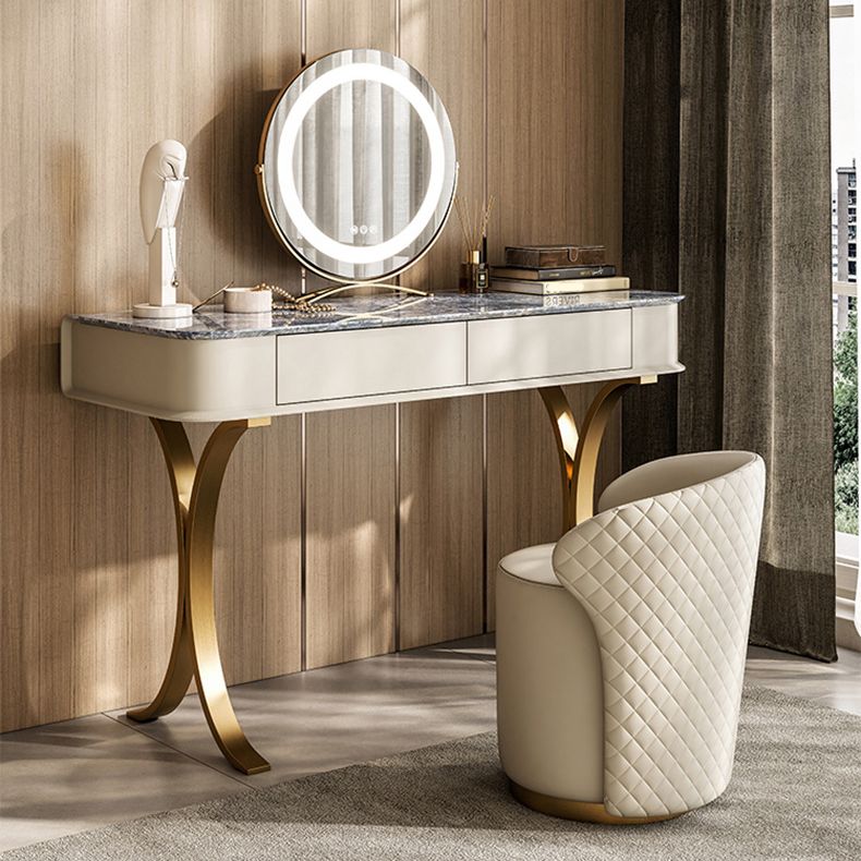 Bedroom Make-up Vanity Luxurious Stone Top Dresser with Padded Stool