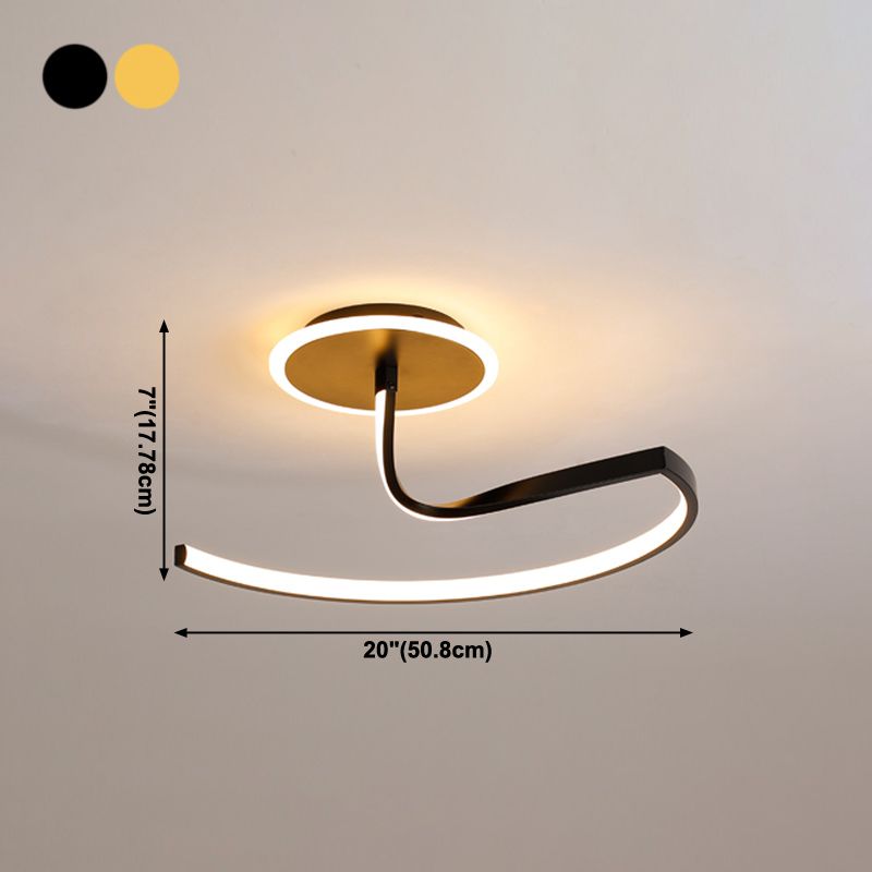 Plafonnier LED en forme de ligne en aluminium moderne, 2 lumières, montage encastré pour le salon