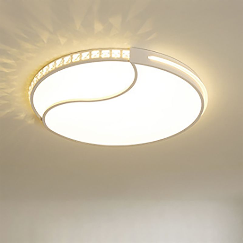 16.5"/20.5"/24.5" Wide Crystal Circular Flush Mount Lighting Contemporary LED Ceiling Light Fixture in Warm/White Light