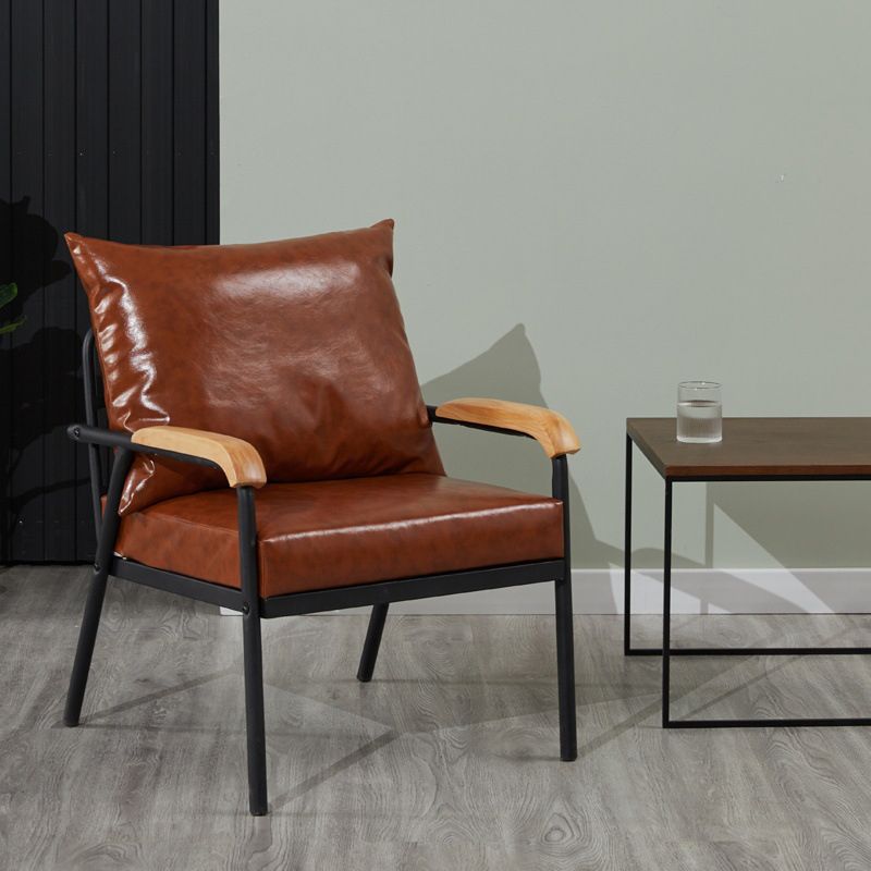 31.4"H Faux Leather/Cotton Blend Square Arm Sofa for Living Room