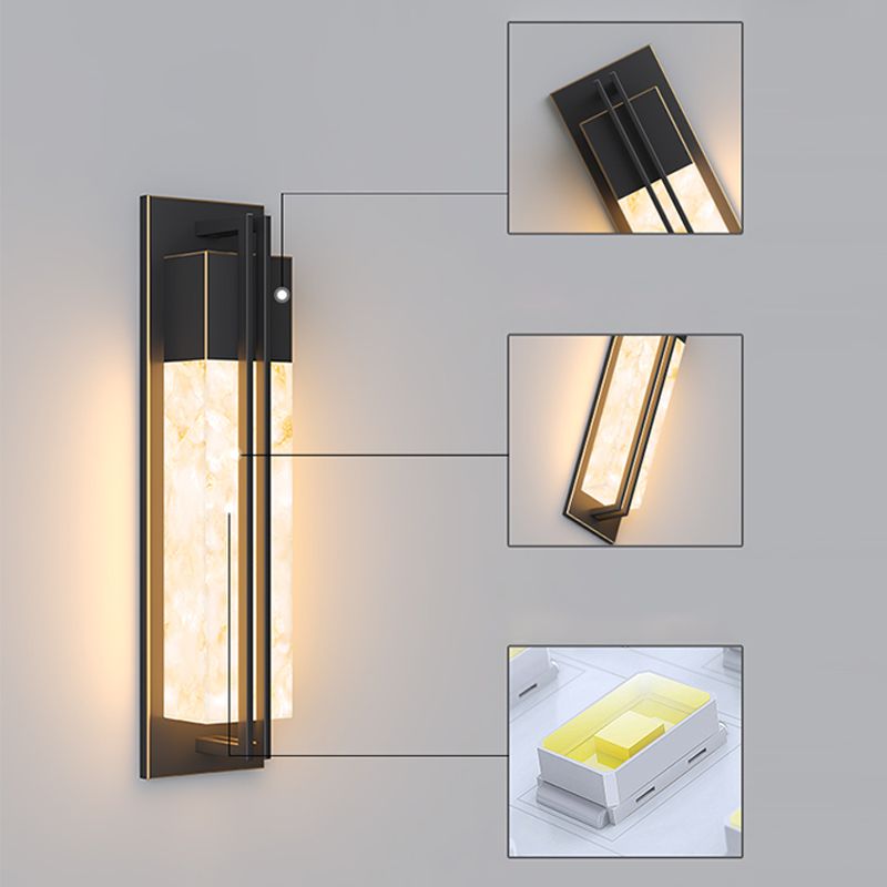 Contemporary Wall Sconce Rectangular Outdoor Wall Light Fixture with Metal