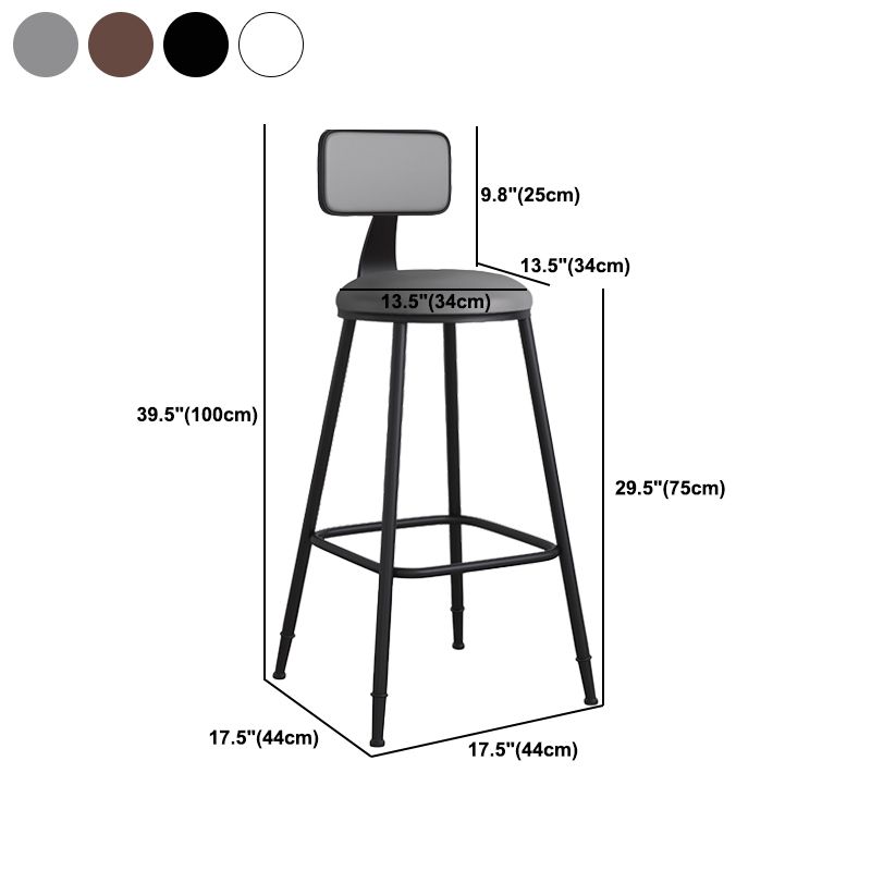 Modern Backrest Armless Counter Stool Iron Cafe Bar Stool with Leather Cushion