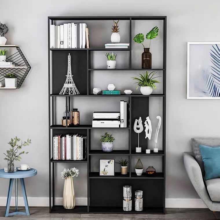 Metal Etagere Bookcase Modern Open Back Bookshelf for Home Office