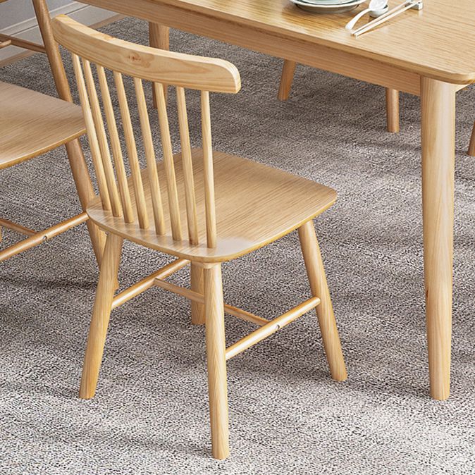 Minimalist Khaki Standard Dining Set Solid Wood Rectangle Shape Dining Set with 4 Legs Table