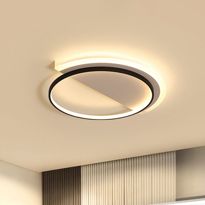 Acrylic Semicircle Ceiling Light Fixture Nordic LED Black Flush Mount Lighting, 18"/21.5" Width
