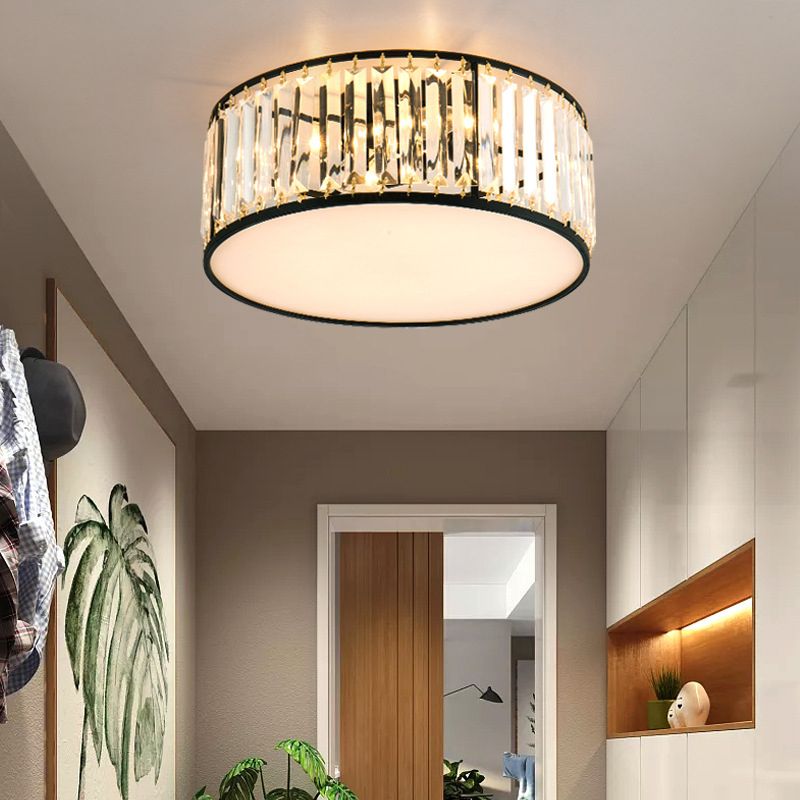 Modern Home Decor Drum Shape Flush Crystal Ceiling Lights for Sitting Room