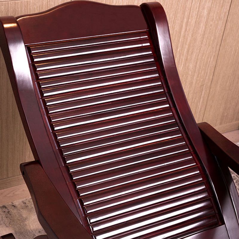 Traditional Rocker Chair Solid Sliding Footrest Wooden Rocker Chair in Living Room