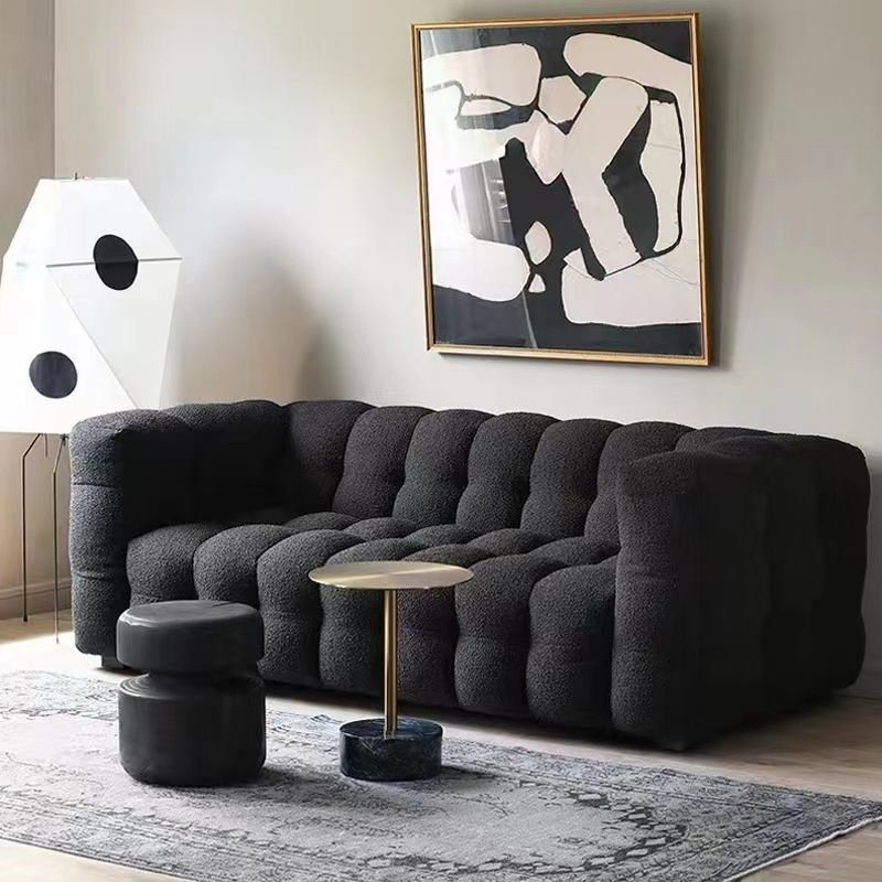 Modern Style Sofa Bed Velvet Material Square Form Armrest Tufted Back Sofa