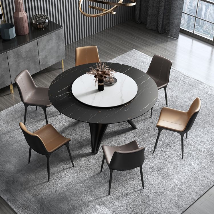 Round Stone Table Modern Style Dining Site Table With Tripod Base