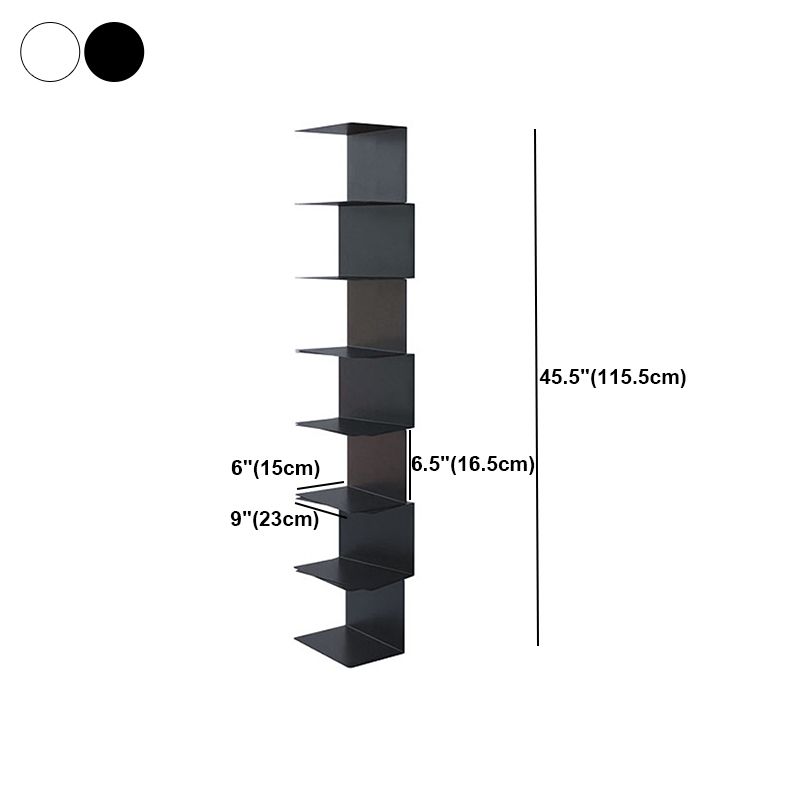 Contemporary Corner Bookshelf Closed Back Iron Vertical Bookcase