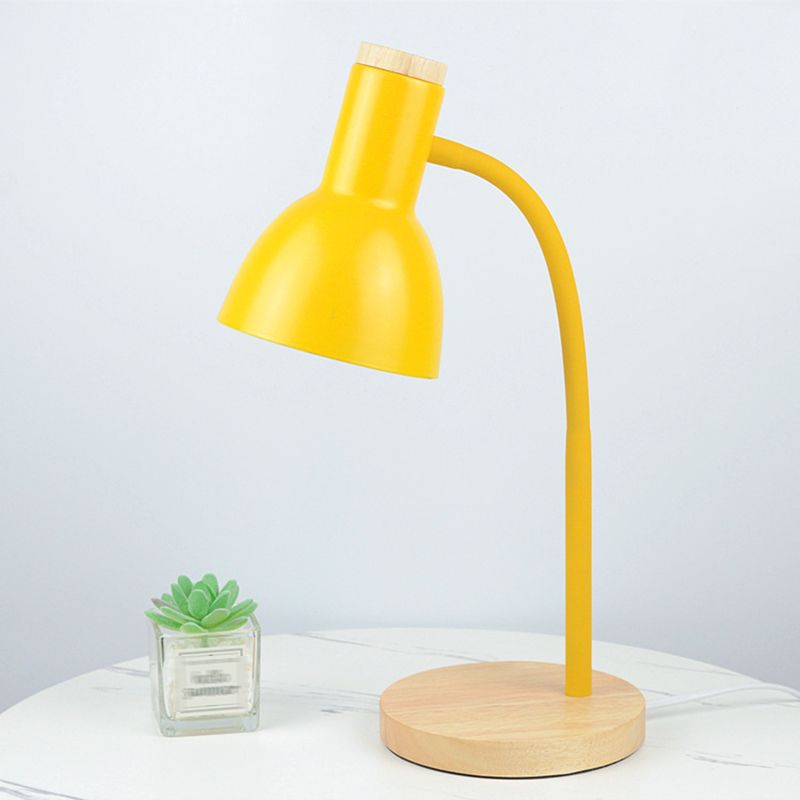 Wooden Dome Table Lamp in Modern Minimalist Style Wrought Iron Macaron Table Light for Bedroom