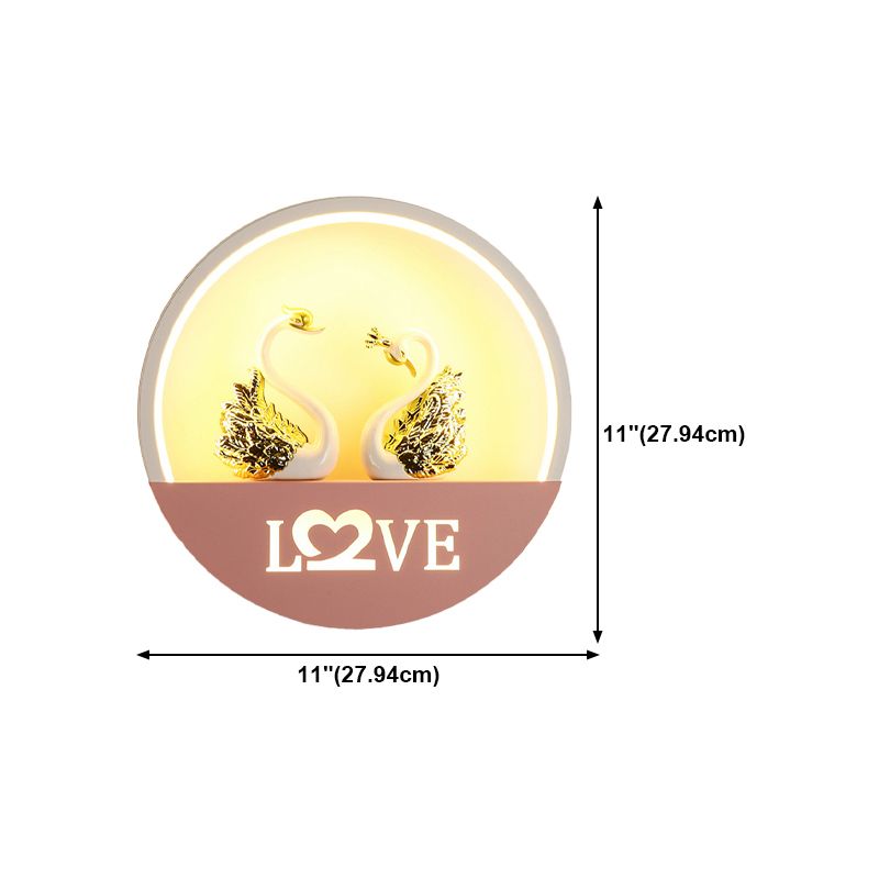 Modern Style Circle Shape Wall Sconce Metal 1 Light Wall Light for Bedroom