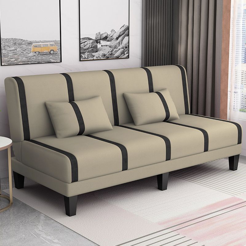 Linen/Velvet/Faux Leather Armless Convertible Sofa Tight Back Sofa Bed with Lumbar Pillow