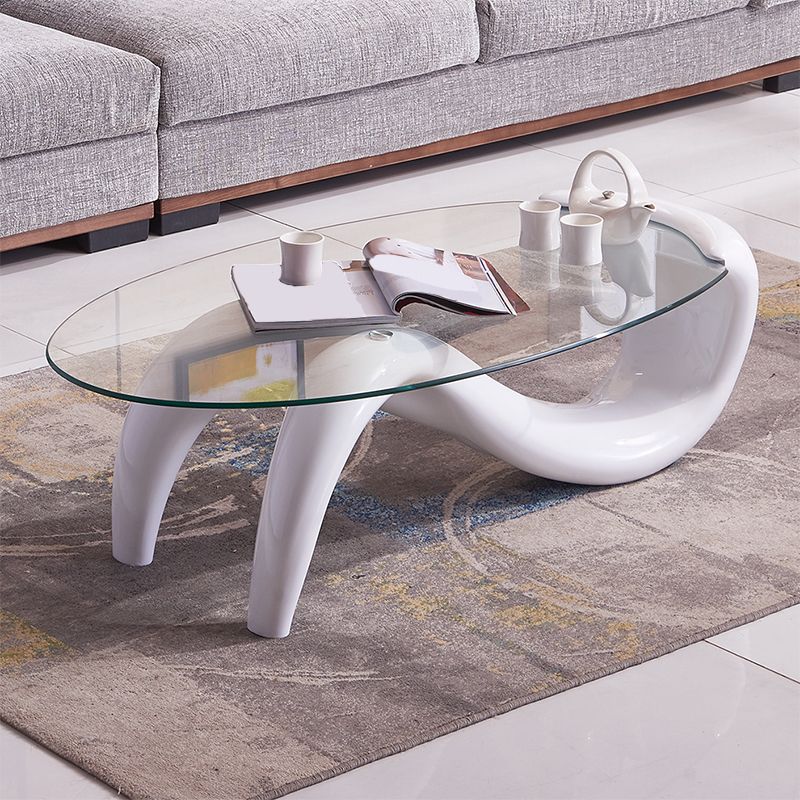 Abstract 1 Single Cocktail Table Modern Clear Glass Top Coffee Table