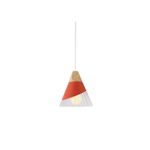 Modernism Cone Pendant Light 1 Light Aluminum and Wood Pendant Ceiling Light in Black/Blue for Dining Table
