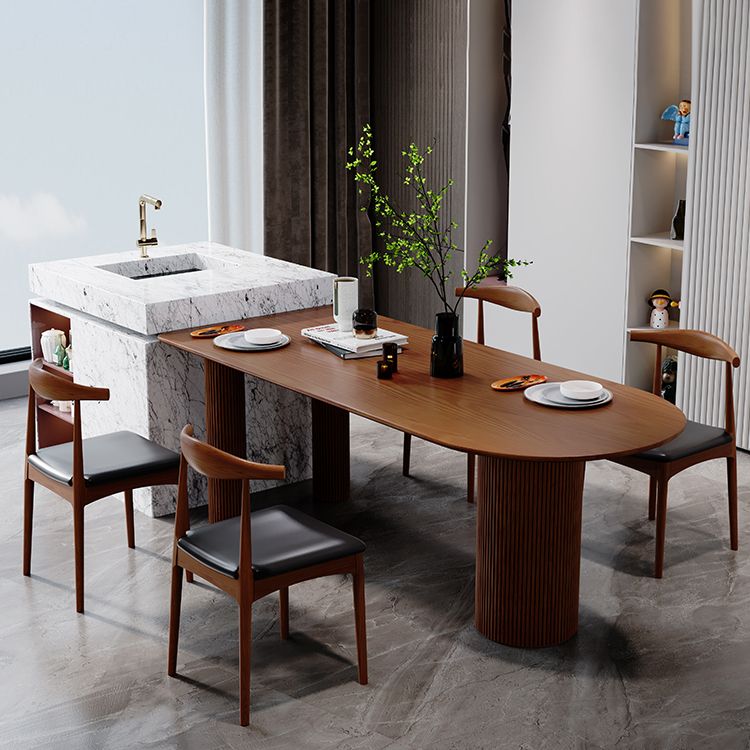 Mesa de comedor contemporánea mesa de madera maciza con 3 patas para el comedor de la cena de cocina