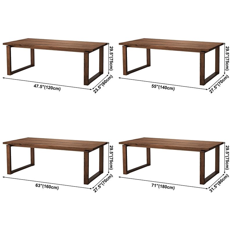 Minimalist Kitchen Standard Dining Table Solid Wood Rectangle Dining Table with Double Pedestal