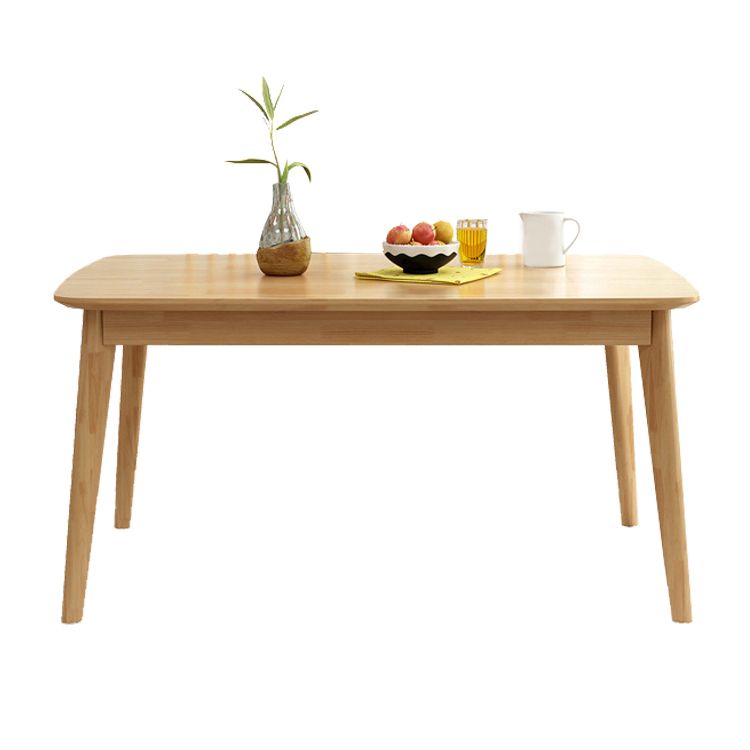 Industrial Rubber Wood Dining Table Rectangle Kitchen Table with 4 Legs